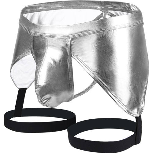 Men Gay Thong Patent Leather Sexy Shorts Nightclub Low Waist T Pants PQA4-52C