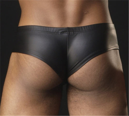 Men Patent Leather Panties Low Waist Sexy Underwear Boxer Briefs PQ415