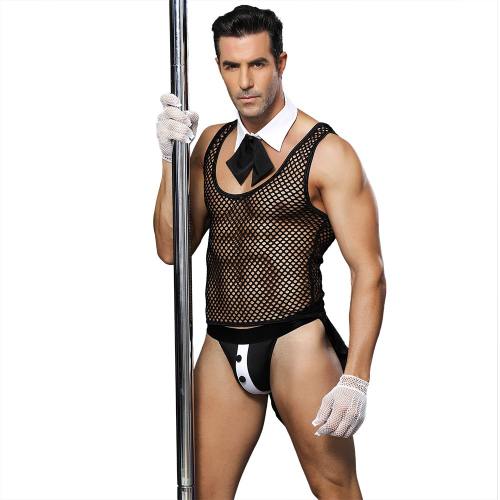 Sexy Men's Vest Tuxedo Fetish Lingerie Male Servant Cosplay Uniform PQ6619