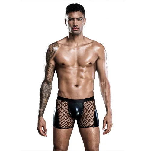 Men's Sexy Underwear Big Mesh U-convex Boxer Briefs Shorts PQ7266 ML-06