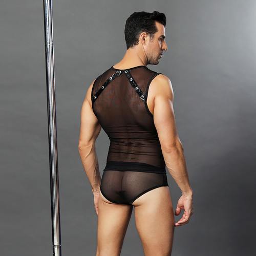 Sexy Men's Mesh Vest Fetish Underwear Pole Dance Cosplay Uniform PQ6621