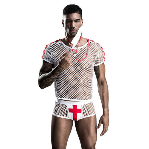 Sexy Doctor Costume For Men Gay Underwear Night Club Nurse Cosplay Uniform PQ7212