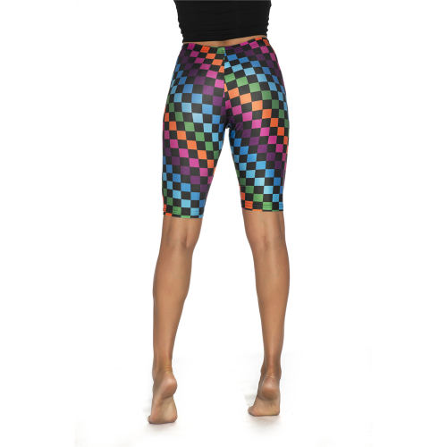 Women's Rainbow Plaid Shorts Painted Capris Sexy Sport Pants PQXX1811