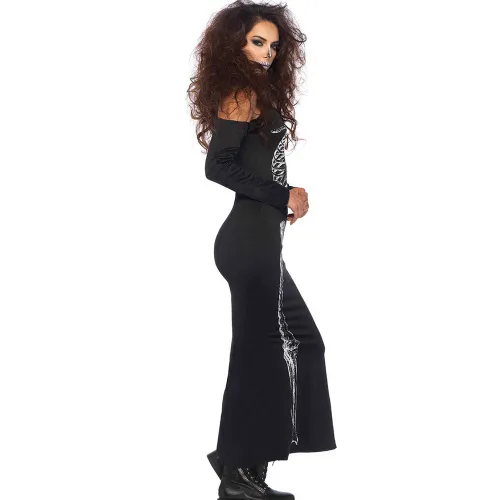 Halloween Costume Skull Print Long Sleeve Adult Carnival Dress PQ22855