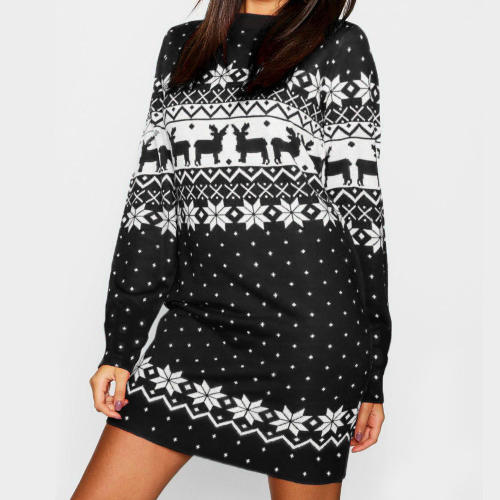 Ugly Christmas Casual Dress  Long Sleeve Women Winter Dress PQ22922A
