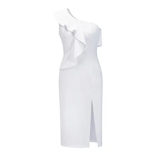 Asymmetrical One-shoulder Split Bodycon Dress Women Sexy Midi Dresses PQLQ008B