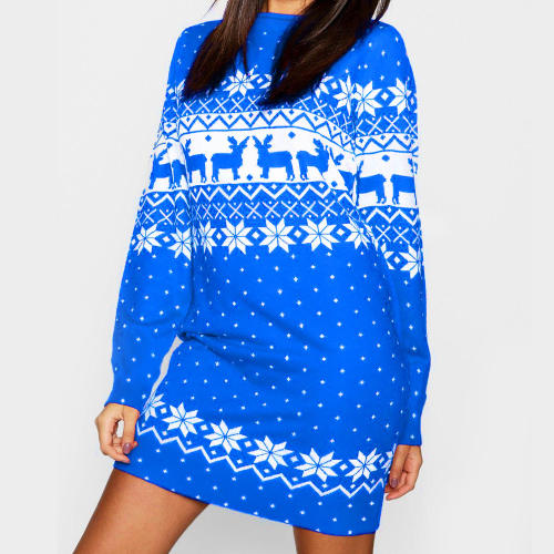 Ugly Christmas Casual Dress  Long Sleeve Women Winter Dress PQ22922A