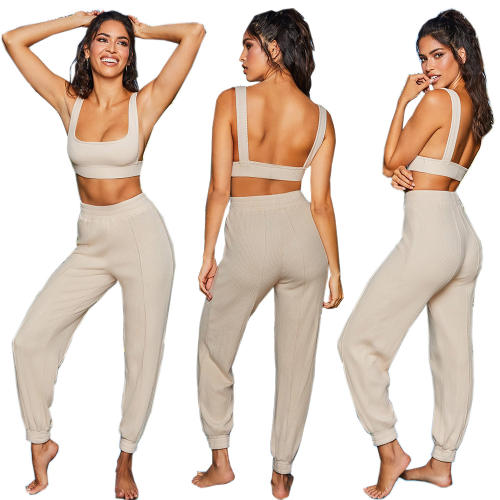 Camisole Tops Slim Sport Pants Leisure Yoga Set For Women PQLQ003