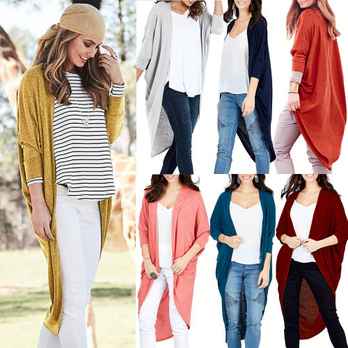 Winter Loose Shawl Tops Knitted Cardigan Autumn Irregular Jacket PQLQ036F
