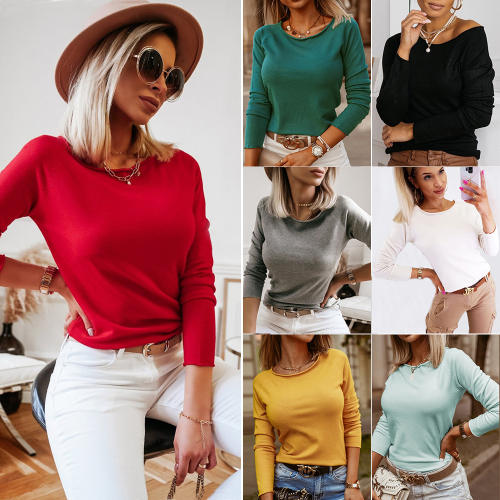 Fall High Stretch Fleece Sweater Winter Wool Clothing Knit Tops PQLQ088E