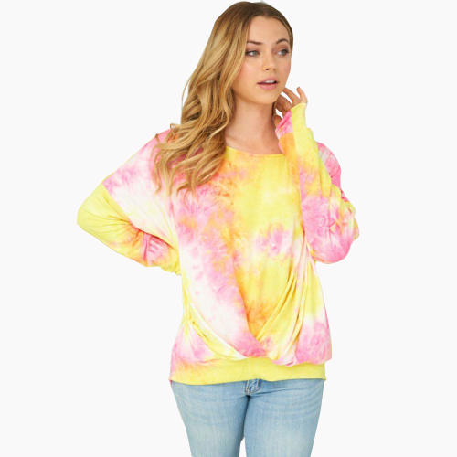 Tie-dye Printed Sweaters For Women Autumn Tops Long Sleeve T-shirts PQLQ055C