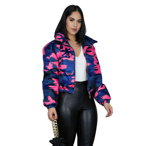 Fashion Winter Clothes Autumn Camouflage Jacket Women Cotton Jacket PQUJ4551E