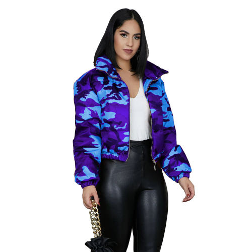 Autumn Camouflage Jacket Fashion Winter Clothes Women Cotton Jacket PQUJ4551D