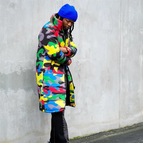 Camouflage Printing Quilted Jacket Dyeing Long Down Jacket PQUJ4554