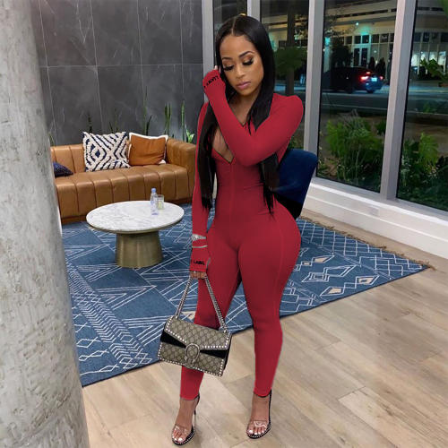 Pit Striped Embroidered Tracksuit Stretch Street Wear Ribbed Jumpsuit PQ6115A