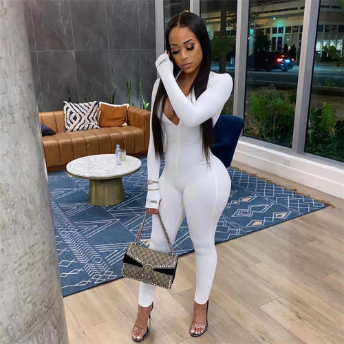 Stretch Street Wear Ribbed Jumpsuit Pit Striped Embroidered Tracksuit PQ6115B