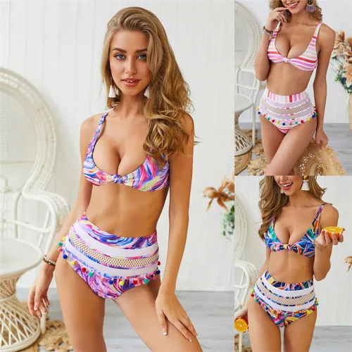 Striped Printed Beachwear Padded Bikinis Women Designer Swimwear PQ19018