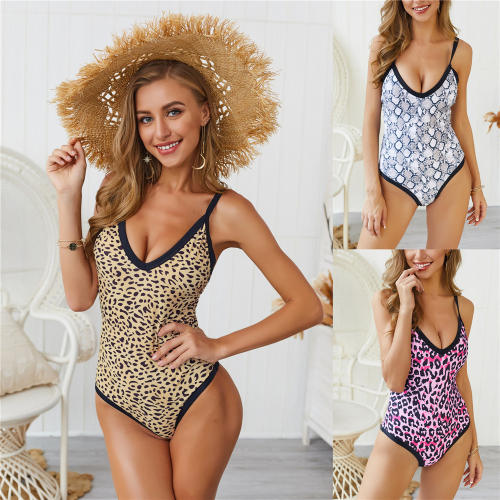 Leopard Print One-piece Swimsuit For Women Sexy Swimwear PQ19023B
