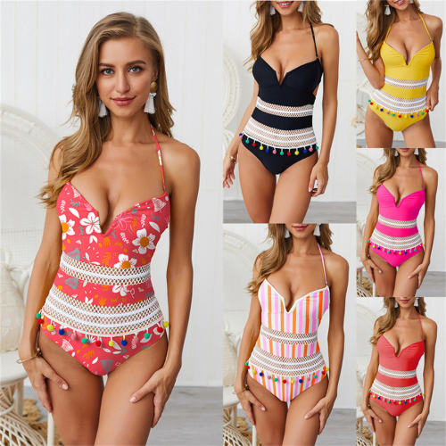 Tassel Hem Monokini Women Sexy Brazilian Padded Swimsuits PQ19004E