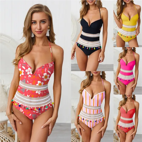 Women Sexy Brazilian Padded Swimsuits Mesh Beachwear PQ19004D