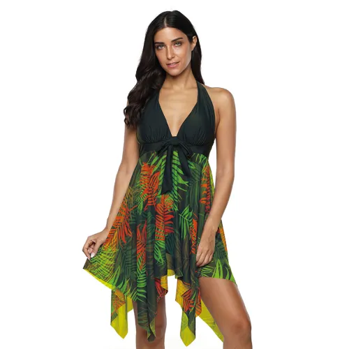 Super Size Beach Dress Floral Print Swimsuit Women Swimdress PQ2037D