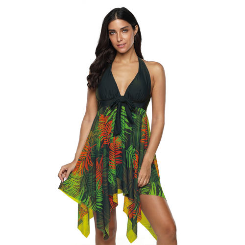 Super Size Beach Dress Floral Print Swimsuit Women Swimdress PQ2037D