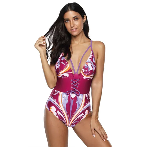 Plus Size Monokini Floral Print Beachwear Super Size Bathing Suits PQ2013E