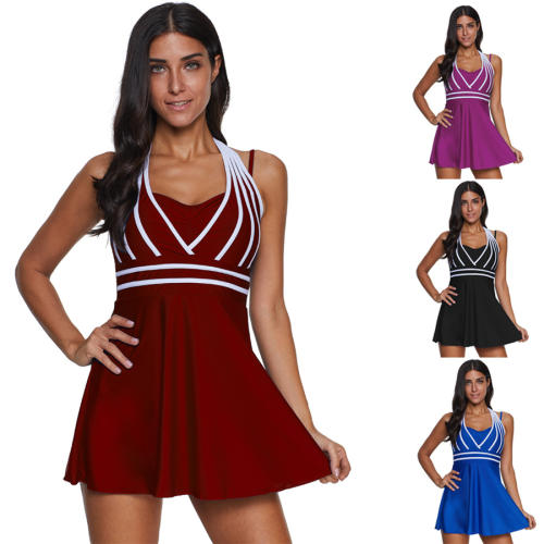 Push-up Swimsuit Women Super Size Swimwear Striped Beachwear PQ2035C