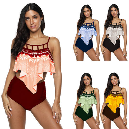 Women Super Size Tankinis Floral Printed Swimwear Plus Size Bikinis PQ2004A