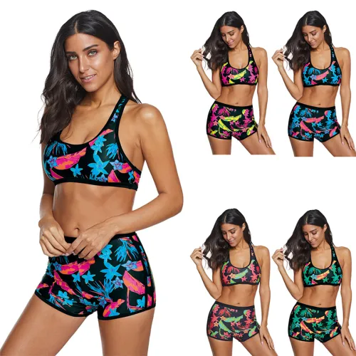 Super Size Swimwear Female Floral Color Padded Bikini PQ2030A