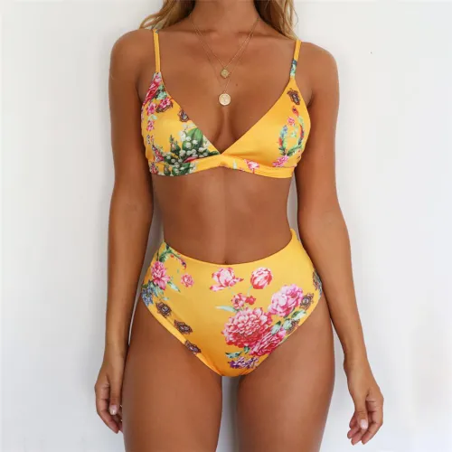 High Waist Swimming Suit Boa Beachwear Fashion Swimwear Leopard Bathing Costume PQ9038D