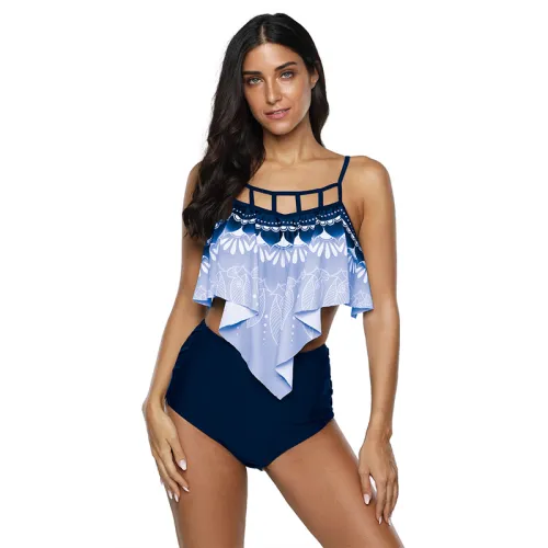Women Super Size Tankinis Floral Printed Swimwear Plus Size Bikinis PQ2004A