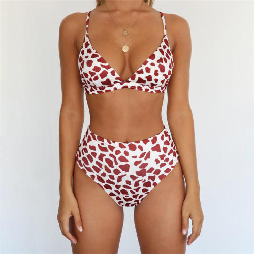 Women Floral Bikinis Summer Sexy Cheetah Swimsuits Leopard Bathing Costume PQ9038A