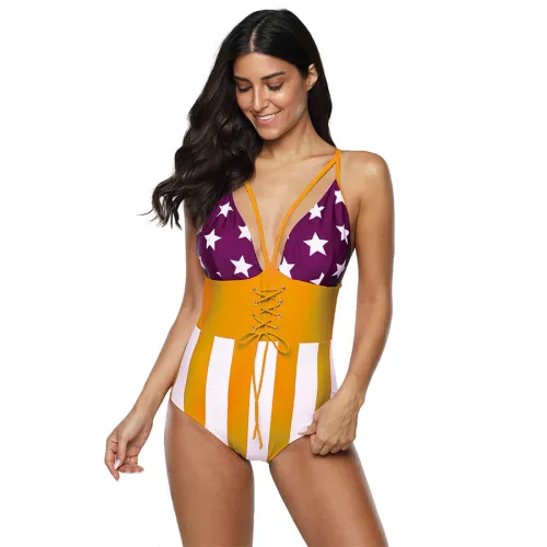 Tropical Monokini Women Plus Size Swimwear One Piece Bathing Costume PQ2014E