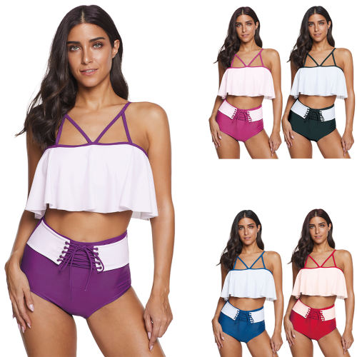 Women Super Size Tankinis Solid Color Swimwear Female Bathing Suits PQ2039A