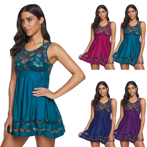 Super Size Swimdress Women 4XL Swimsuit Push-up Swimwear PQ2054D