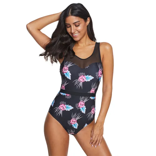 Women Plus Size Monokini Brazilian Swimming Costume Mesh Swimmers PQ2047