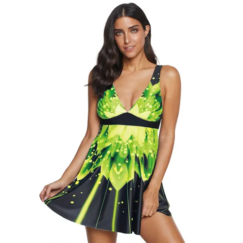 Super Size Swimdress Padded Plus Size Beachwear Floral Print Swimsuit PQ2051D [OUT OF STOCK]