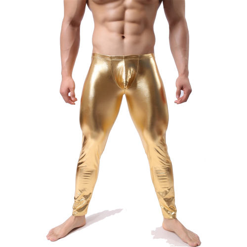 Sexy Faux Leather Trousers For Men Shiny PVC Night Club Pants PQ022D