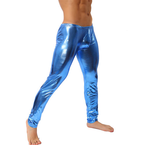 Sexy Faux Leather Pant For Men Shiny PVC Night Club Trousers PQ022A