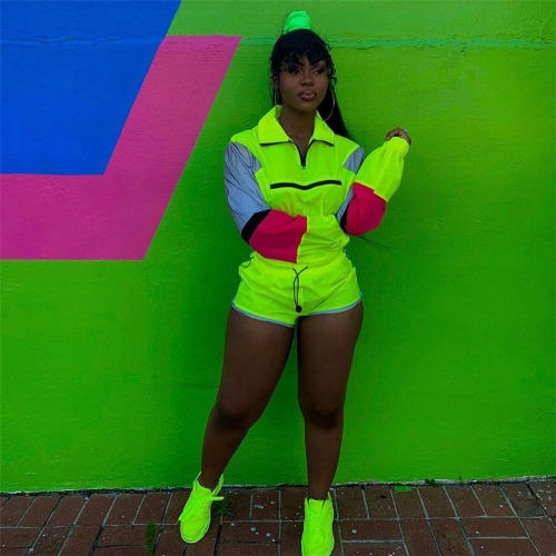 Reflective Tracksuit Leisure Sport Two Pieces Suits For Women PQ4070