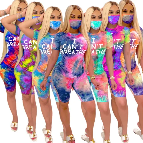 Fashion I CAN'T BREATHE Tops Casual Sports Shorts Two-piece Pants PQ6098A
