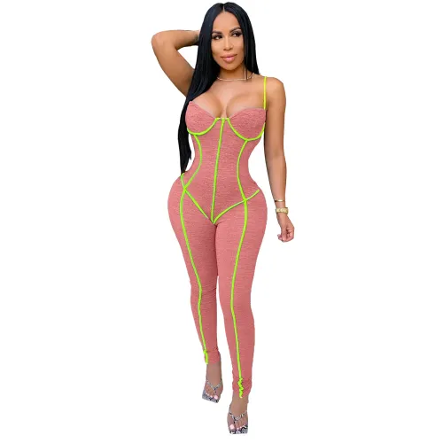 Women Sport Jumpsuit Fashion Sexy Spaghetti Strap Jogging Clothing PQ4210E