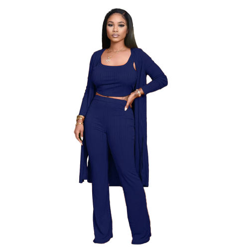 Autumn Casual Suit Fashion Pit Long Sleeve Cloak With Vest and Pants PQ4315A