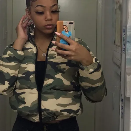 Women Camouflage Coat Printed Dyed Down Jacket Quilted Jacket PQ4552