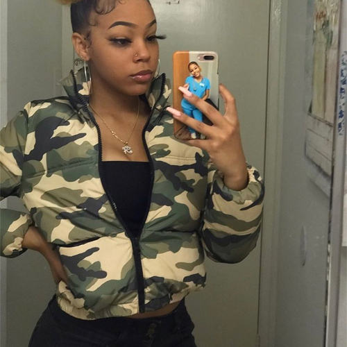 Women Camouflage Coat Printed Dyed Down Jacket Quilted Jacket PQ4552