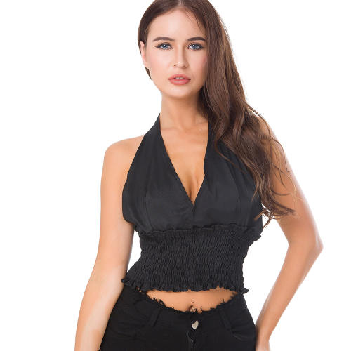 Night Bar Sexy DS Crop Tops Pole Dance Halter Vest Nightclub Costume PQ663D