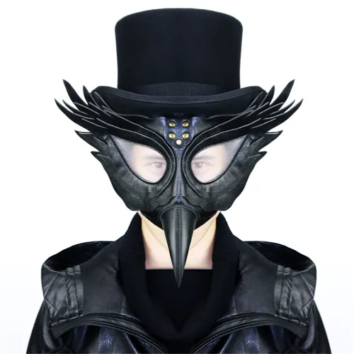 Steampunk Black Wing Bird Mask Faux Leather PU Halloween Bar Props PQHG092