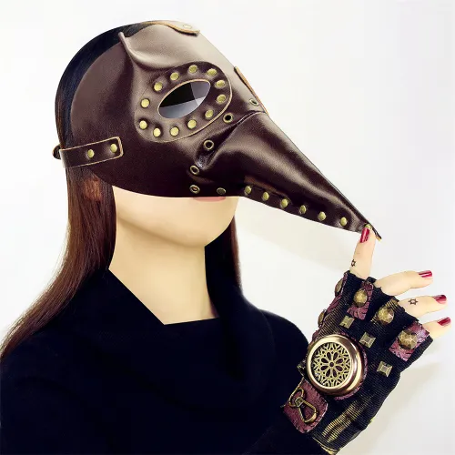 Steampunk Plague Doctor Bird Mask Faux Leather PU Halloween Bar Props PQHG095