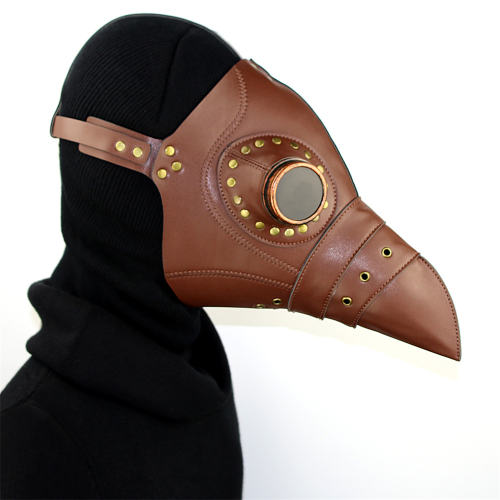 Brown Faux Leather PU Halloween Props Steampunk Plague Doctor Mask PQHG080